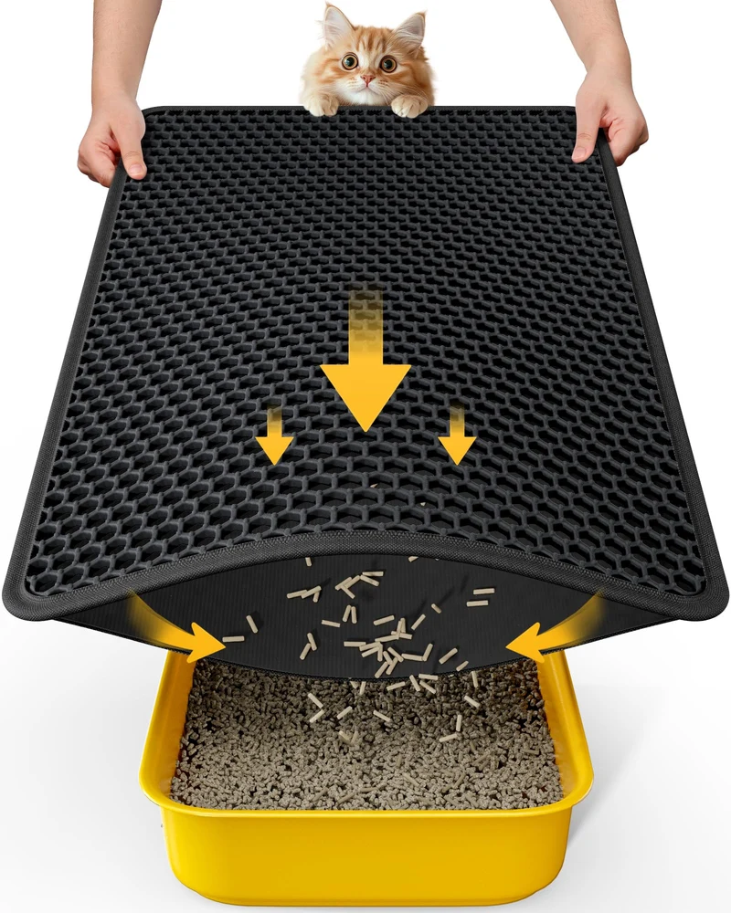 Powools Tapis Litière – Grand Tapis 59 x 74 cm Anti-Fuite et Facile à Nettoyer