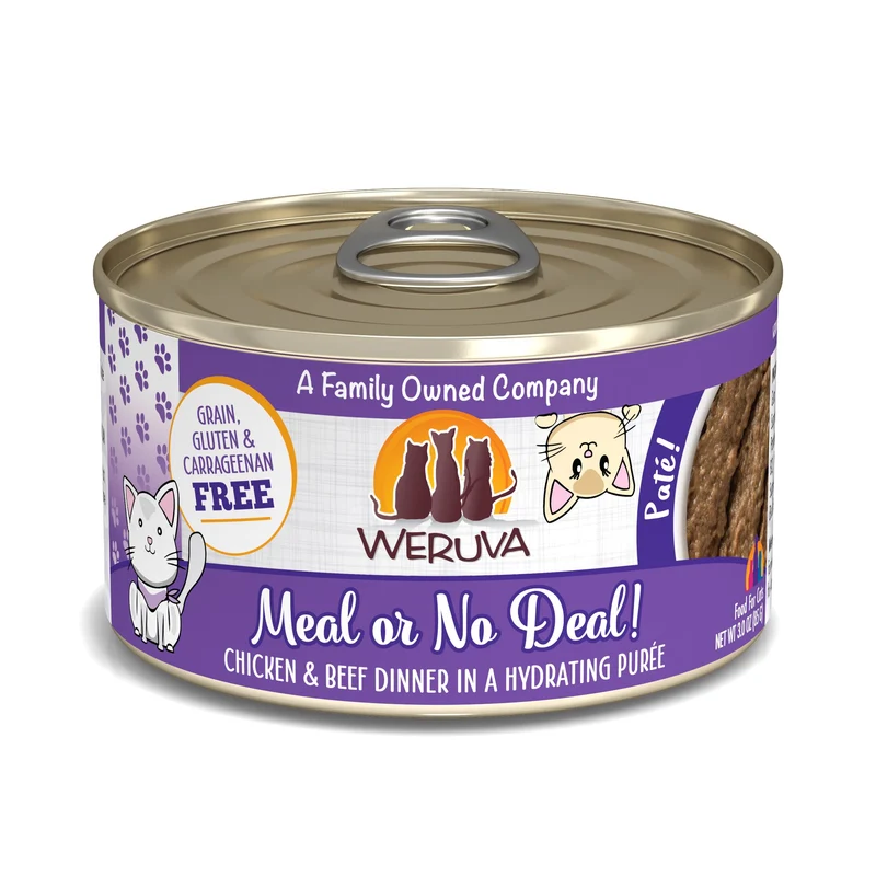 Weruva Classic Chat Pâté Repas ou Pas de Repas : Poulet et Boeuf, Boîte de 12 x 3 oz