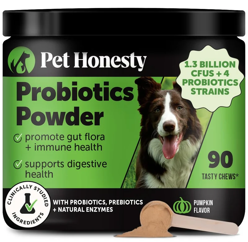 Pet Honesty Poudre Probiotiques Citrouille pour Chiens — Digestion, Prébiotiques & Immunité Potentielle (90 Portions)