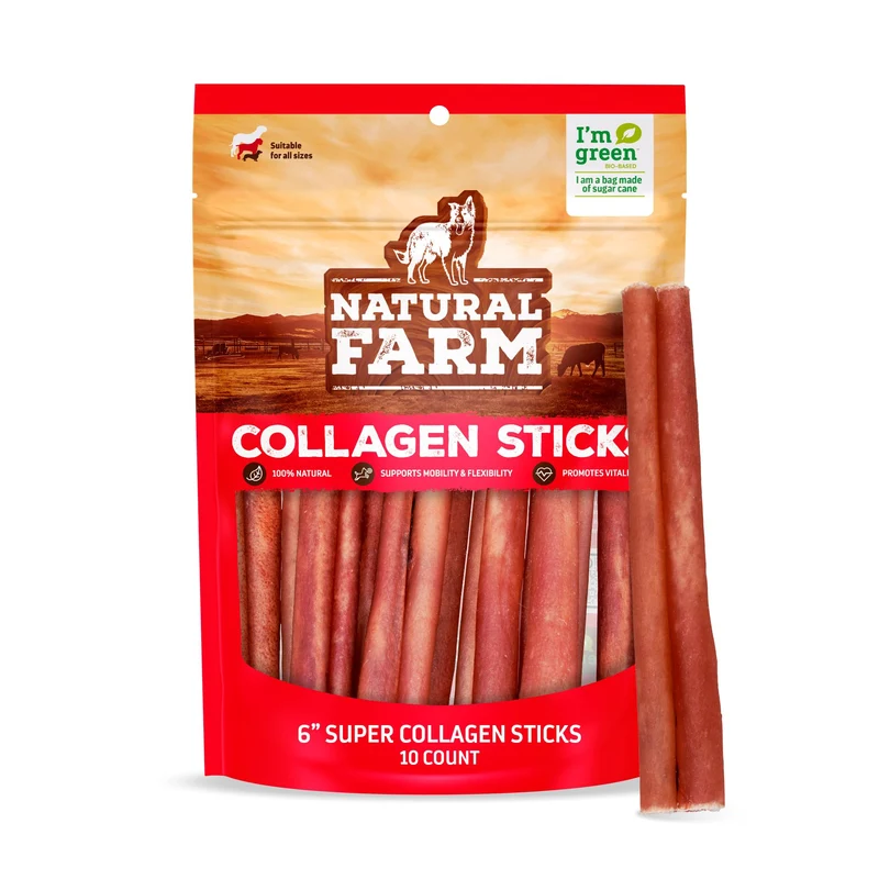Natural Farm – Friandises Collagène Sans Odeur pour Chien (6 pouces, 10 pièces) – Alternative en peau d’Angus