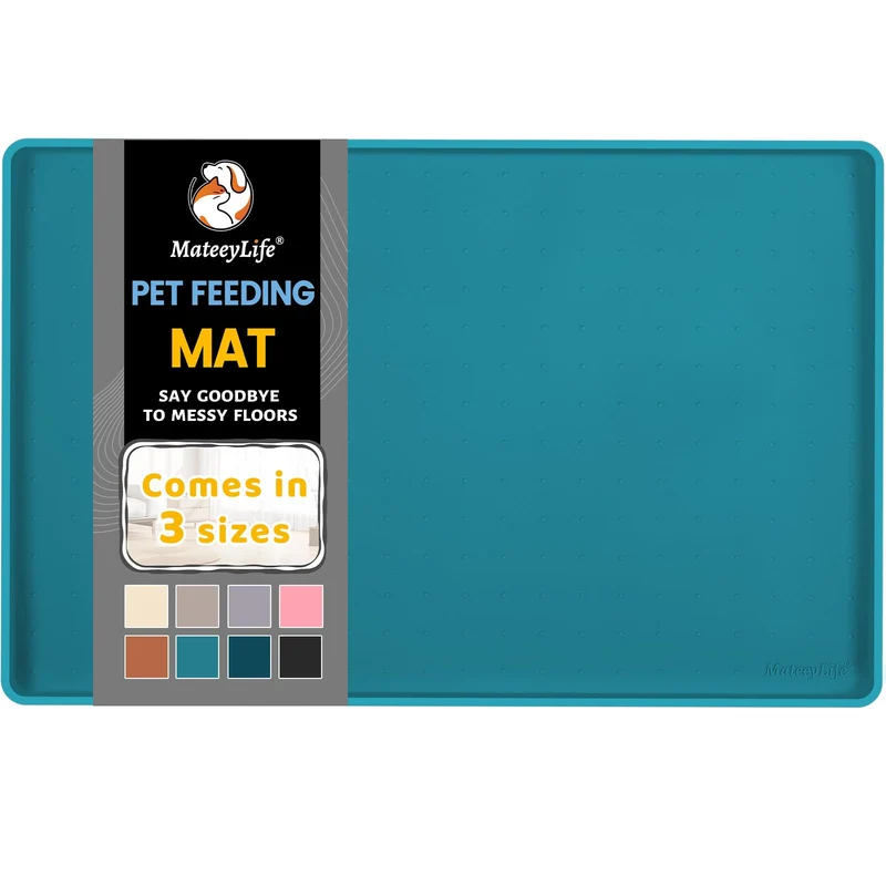 MateeyLife Tapis Silicone pour Gamelles – Étanche et Anti-Débordement (Chiens & Chats)