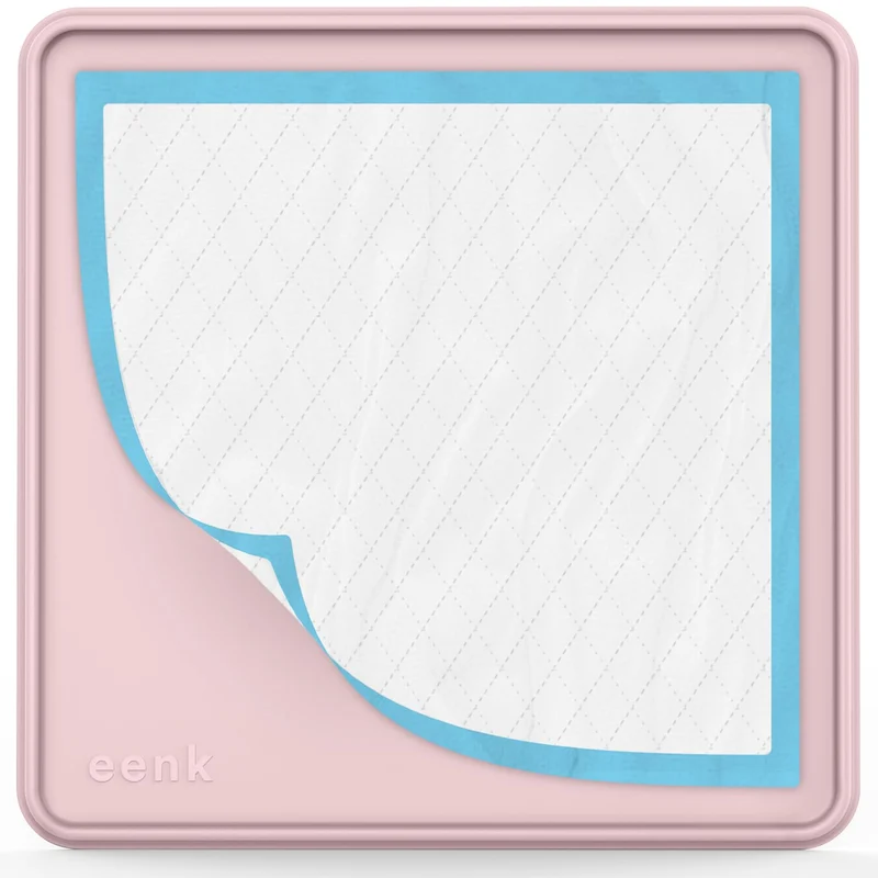 eenk Tapis Silicone pour Tapis d'Entraînement — Bord Élevé, Anti-Débordement, 25x25 pouces, Rose