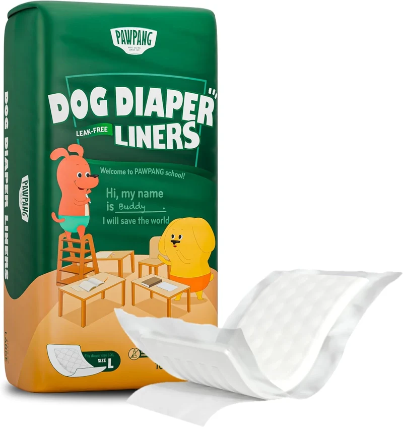 PAWPANG Inserts absorbants jetables pour chiens — 100 unités, 5 tailles, compatibles couches et bandes ventrales