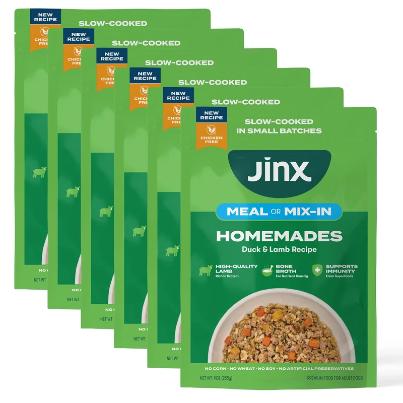Jinx – Sachets Nourriture Humide Chien (Agneau & Canard), Bouillon d'Os, Sans Agents de Remplissage, 9 oz, Pack 6