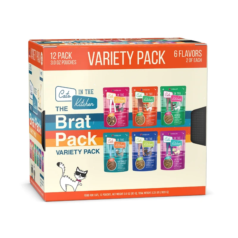 Weruva Chats en Cuisine Slide N’ Serve Le Brat Pack — Sachets pâté pour chats, 3 onces, lot de 12