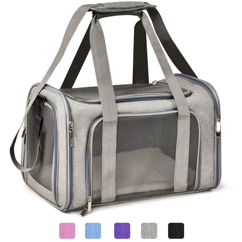 Henkelion Porte-chat et petit chien – Porteur souple gris, approuvé avion TSA, pliable et imperméable