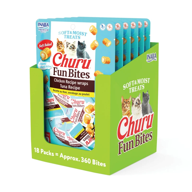 INABA Churu Fun Bites pour Chats — Friandises molles au thon, Taurine et Vitamine E