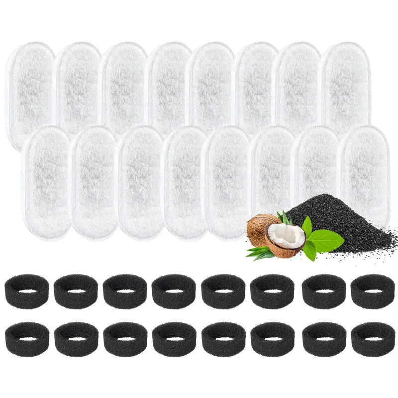 DOOOB Filtre Fontaine Chat – Pack 32 (16 Filtres + 16 Éponges), 67oz/2L et 108oz/3,2L