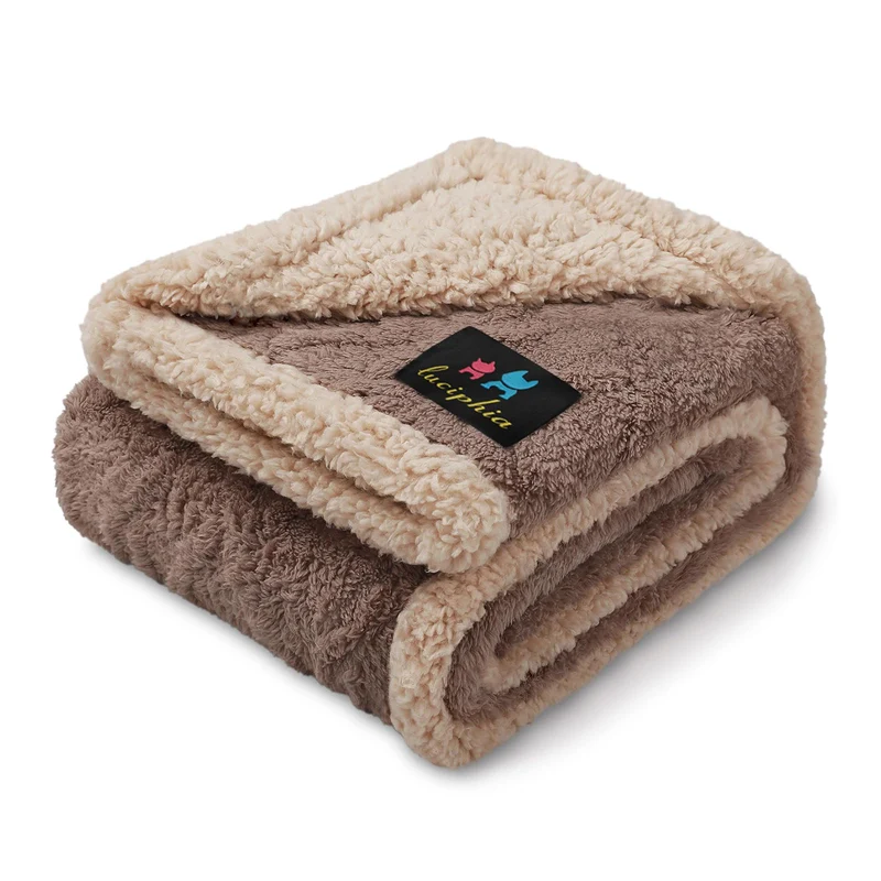 Luciphia – Couverture Étanche pour Animaux, Sherpa Réversible, 57 x 40 po, Khaki