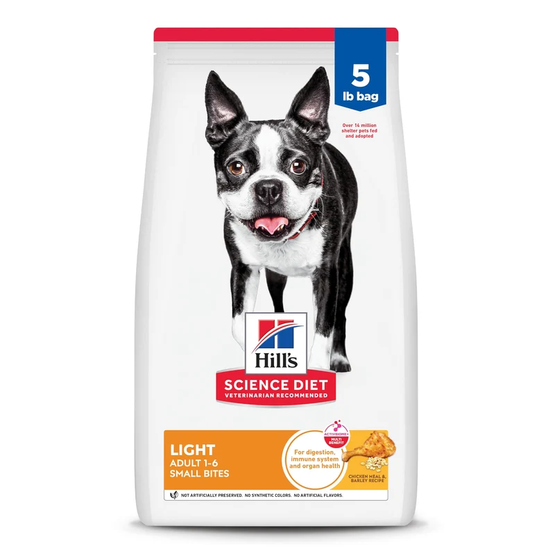 Hill's Science Diet Light – Croquettes Petites pour Chien Adulte 1-6, Maintien du Poids, Poulet & Orge, Sac de 5 lb