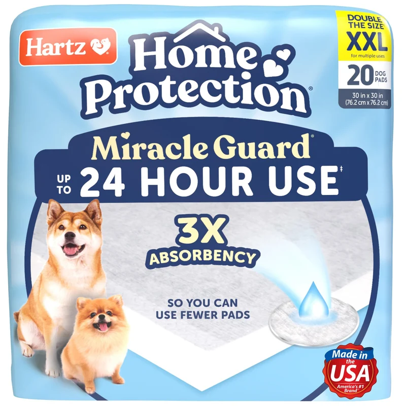 Hartz Miracle Guard Tapis pour Chiens et Chiots – Absorption Max 24h Sans Fuite 2XL, Paquet 20