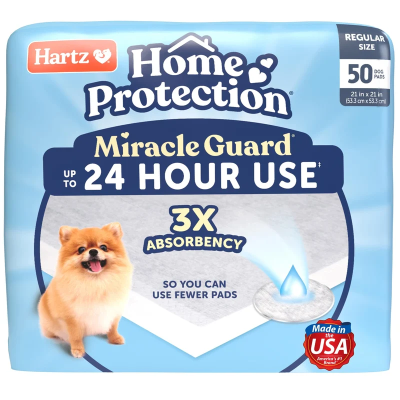 Hartz Miracle Guard Tapis pour chiens et chiots – Absorption maximale 3x, 24h sans fuite, élimination des odeurs, boîte 50