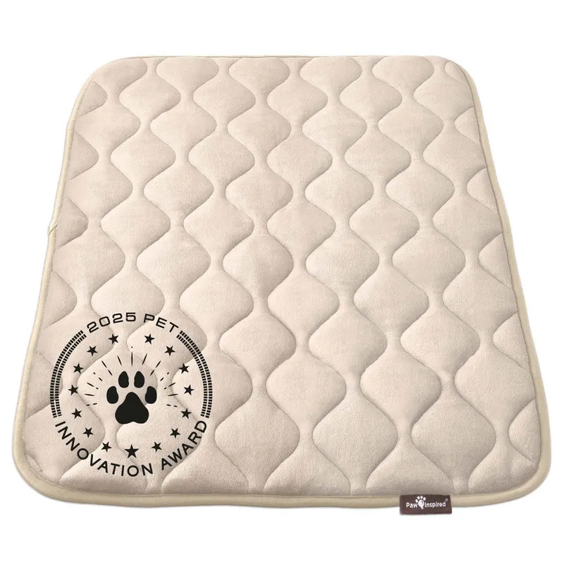 Paw Inspired Tapis de Caisse Lavable et Matelassé pour Chiens – 35 x 22 pouces | Anti-Fuite et Dessous Imperméable | Panier Doux Tan