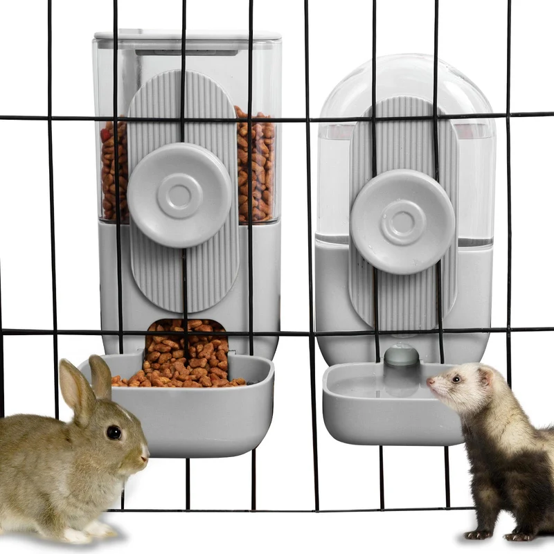 Lemtrflo – Nourrisseur suspendu pour lapin et distributeur d’eau 1,1 L