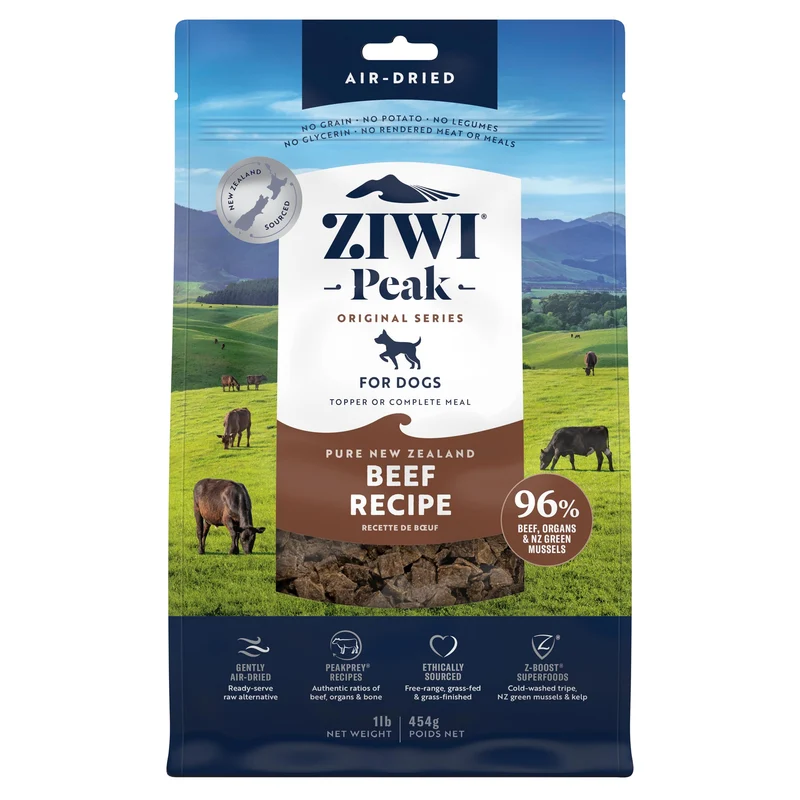 ZIWI Peak Séché à l’Air – Boeuf, Sans céréales, Protéines élevées (16 oz)