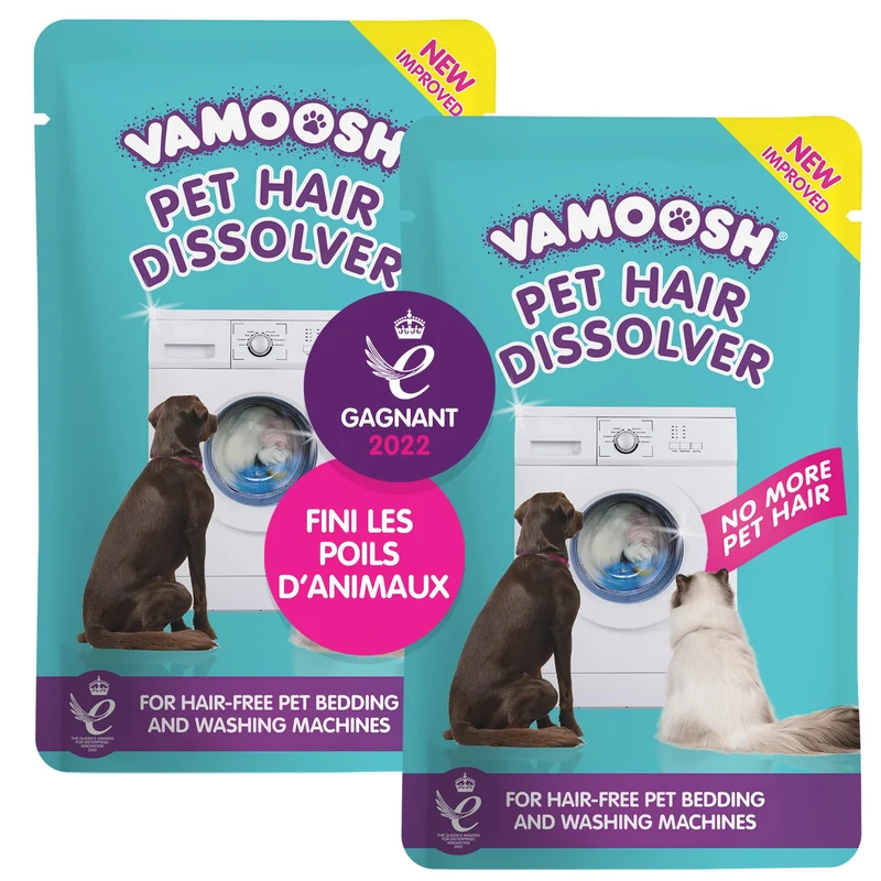 Vamoosh Dissolvant Poils d’Animaux pour Lave-linge | Lot de 6 sachets (100 g) – Efficace et Facile