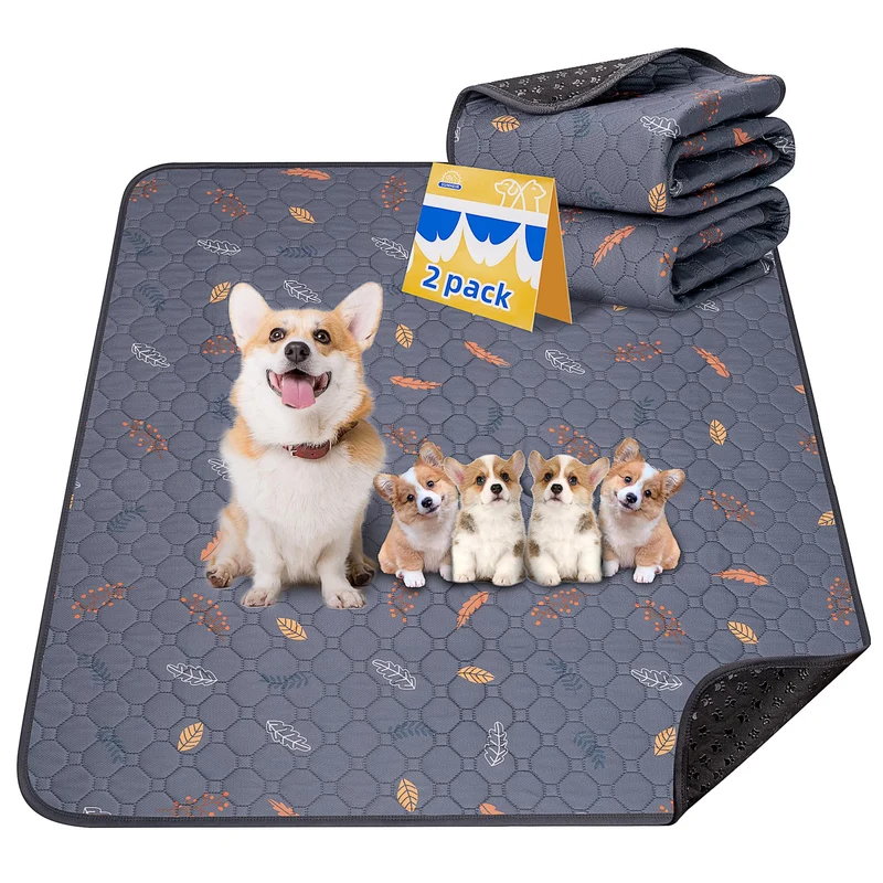 Sunheir Tapis Pipi Lavables pour Chien – Lot de 2, Anti-Fuite, Antidérapant, Gris Profond 31x36