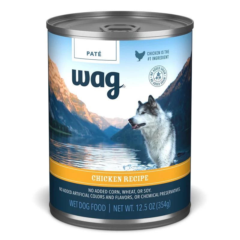 WAG Pâté en conserve pour chien – Poulet (12 x 12,5 oz) – Sans céréales