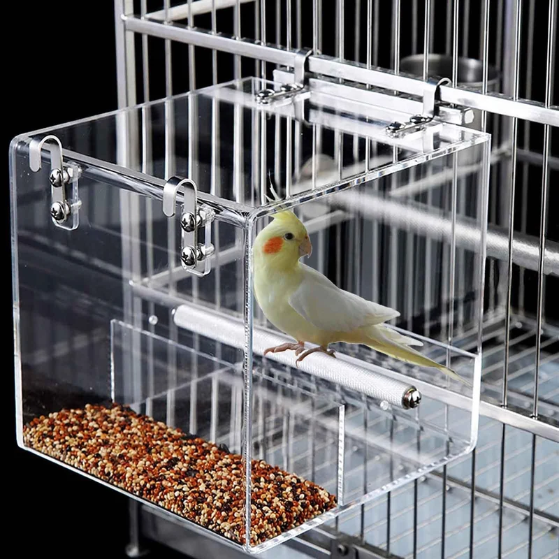 Xxmbbjy Mangeoire Sans Débris pour Cage – Alimentateur Automatique en Acrylique (Grand)