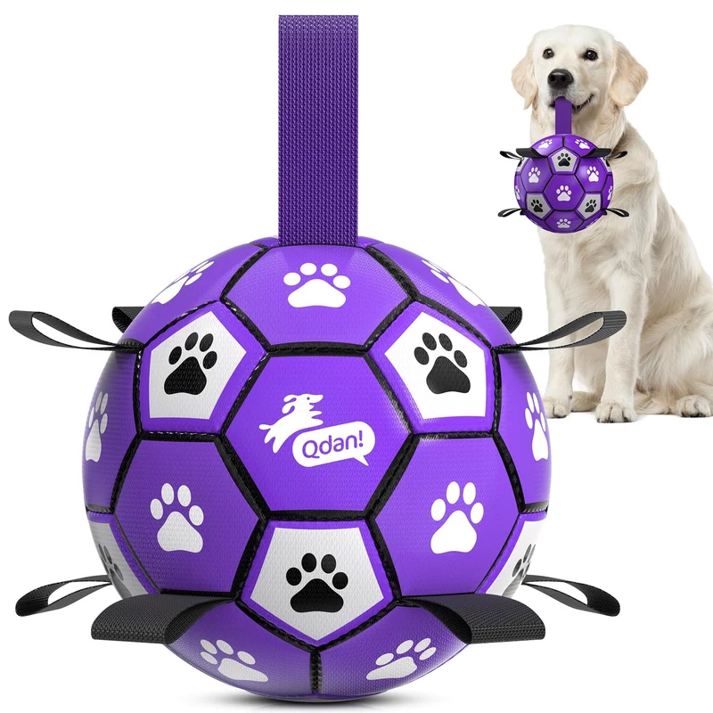 QDAN Balle de football pour chien – Durable, jouet extérieur et eau (8 pouces)