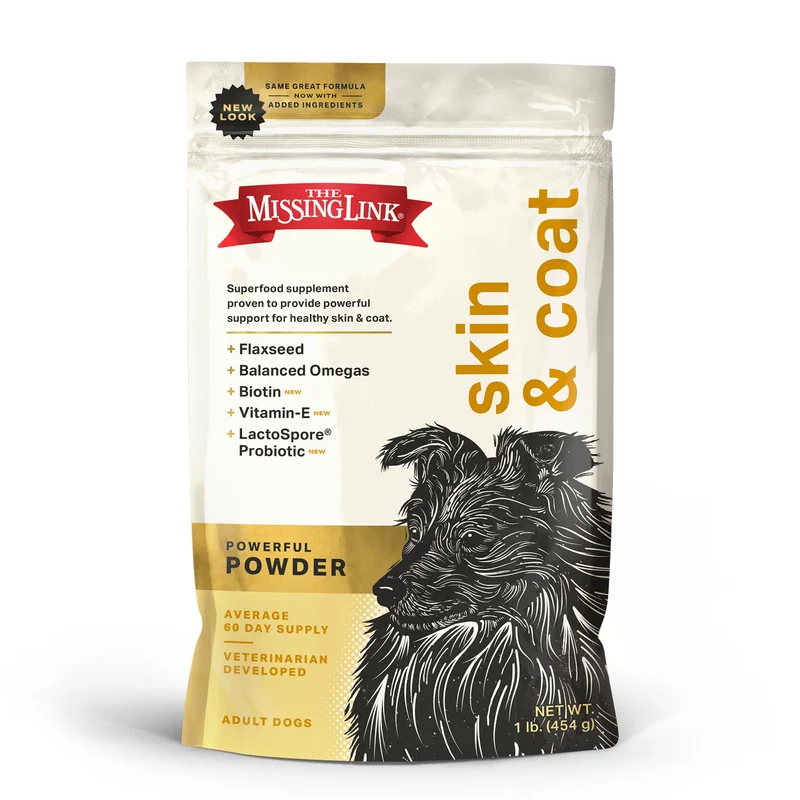 The Missing Link Skin & Coat + Probiotics – Poudre pour Chiens 1 lb | Peau Saine