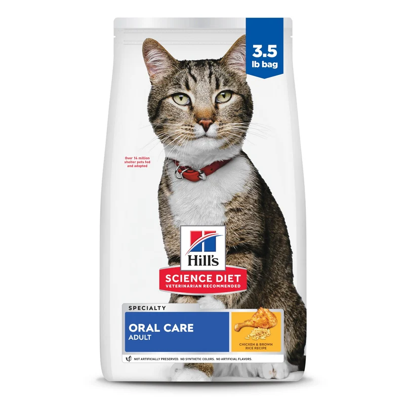 Hill's Science Diet Adult Oral Care – Croquettes Chat Poulet, Soin Buccal, 3,5 lb