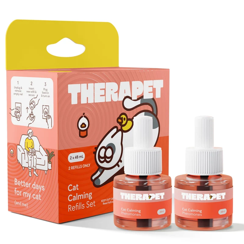 TherapetMD Kit de Recharges Calme pour Chat – 2x60 Jours (Phéromones) – Diffusion sans Stress