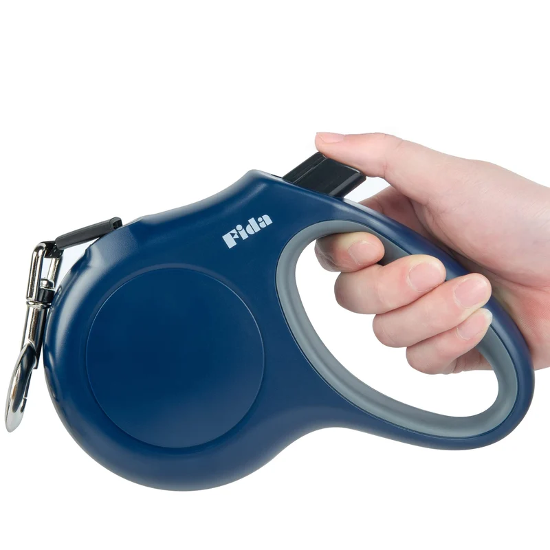 Fida Longe Rétractable 16 ft pour Grands Chiens – Bleu Nuit, Anti-Enchevêtrement