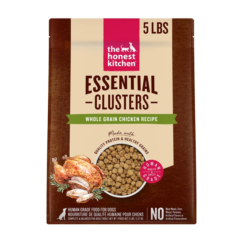 The Honest Kitchen Essential Clusters — Croquettes Sec au Poulet, Qualité Humaine et Céréales Entières – Sac 5 lb