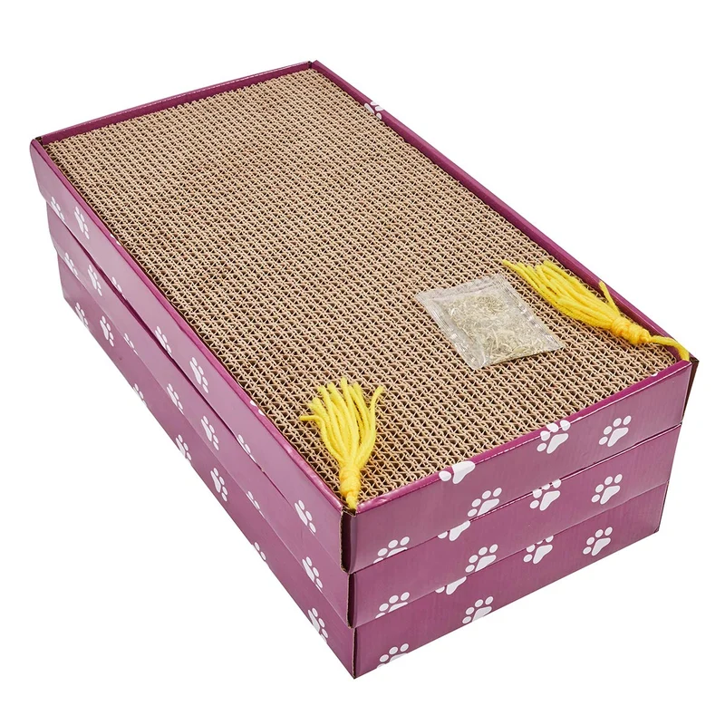 PEEKAB Grattoir pour Chat en Carton Large et Réversible – 3Pièces avec Catnip