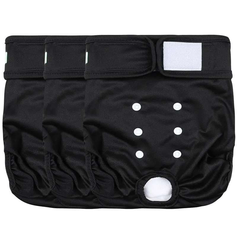 wegreeco Couches pour Chien Femelle Réutilisables – Absorption élevée, Noir, XL – Pack 3
