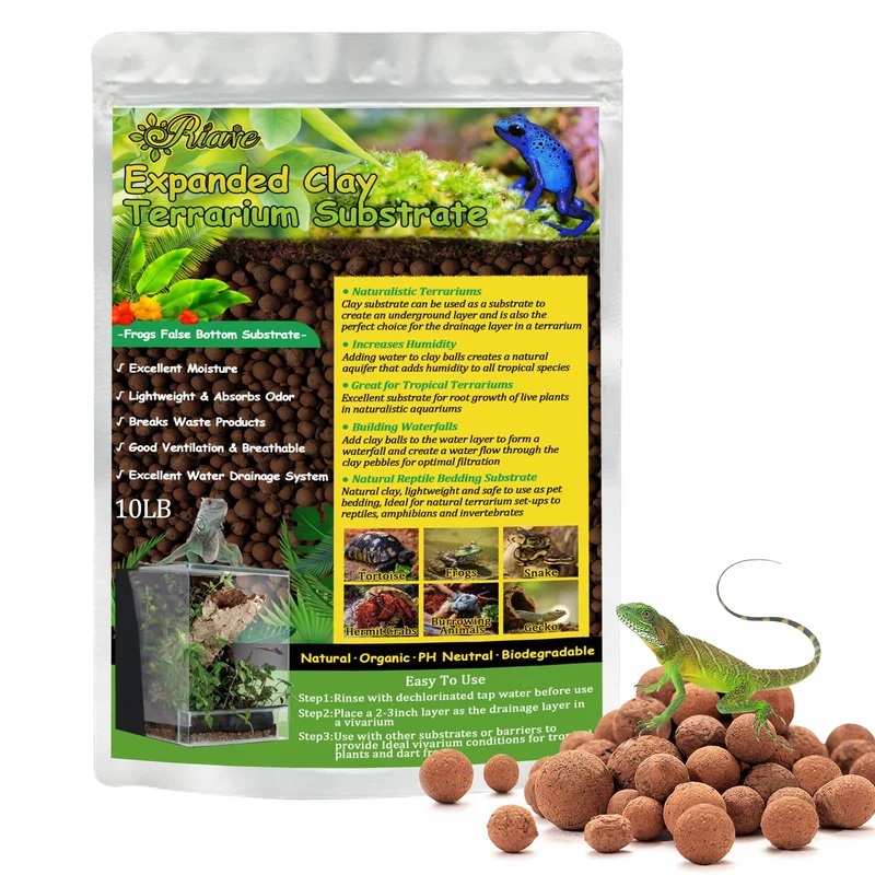 Riare – Billes d'argile expansée 10 lb | Substrat terrarium léger pour reptiles et plantes bioactives