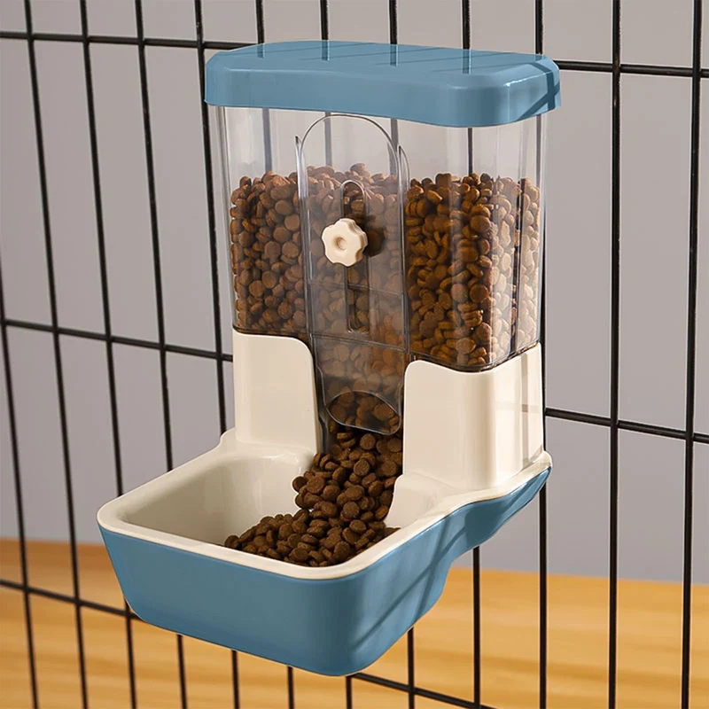 TOKAYIFE Distributeur de Nourriture Suspendu Automatique 27oz — Grande Capacité pour Cage d’ Animaux (Bleu)
