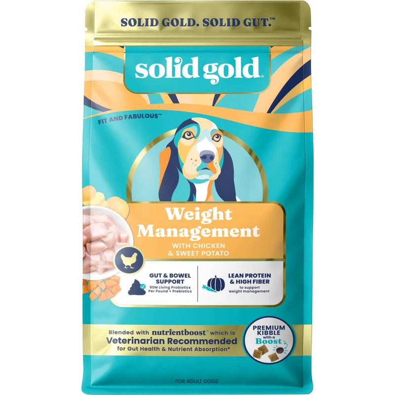 Solid Gold – Alimentation sèche pour chien à poids sain, Probiotiques & Oméga-3, Sans céréales – Nutrientboost 3,75 lb
