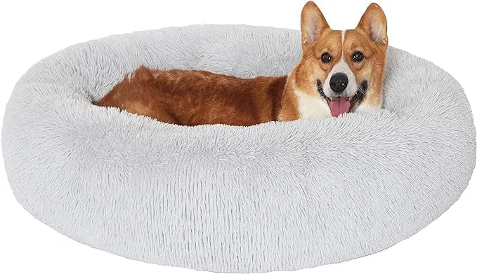 JOLLYVOGUE Lit Donut pour Chien – Calmant et Confort Anti-Anxiété, Grand Modèle (27/30/36 pouces)