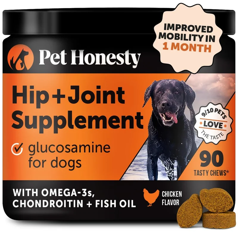 Pet Honesty – Friandises molles pour chiens, soutien des hanches et des articulations, 90 unités au goût poulet