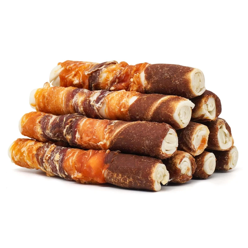 MON2SUN Friandises Dentaires Chien Moyen – Bâtons Rawhide Triple Saveurs (Poulet, Foie, Canard) 6 po, 17,6 oz