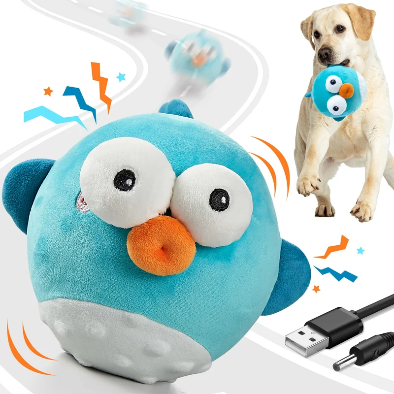 GUKCO Jouet Chien Rechargeable – Balle Crinkle Interactive Sifflet Musique et Mouvement