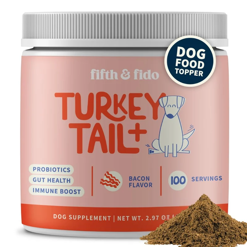 Fifth & Fido - Champignon queue de dinde pour chiens | Soutien immunitaire et digestion | 100 portions | Fabriqué aux États‑Unis