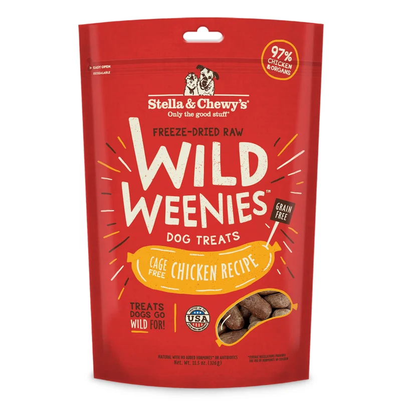 Stella & Chewy's Wild Weenies – Friandises Crues Lyophilisées pour Chiens, 97% Viande & Organes, USA – 11,5 oz