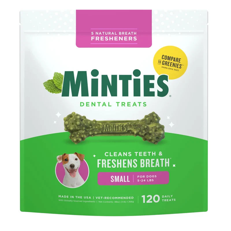 Minties Friandises Dentaires pour Chiens Petits – 120 Friandises, Haleine Fraîche