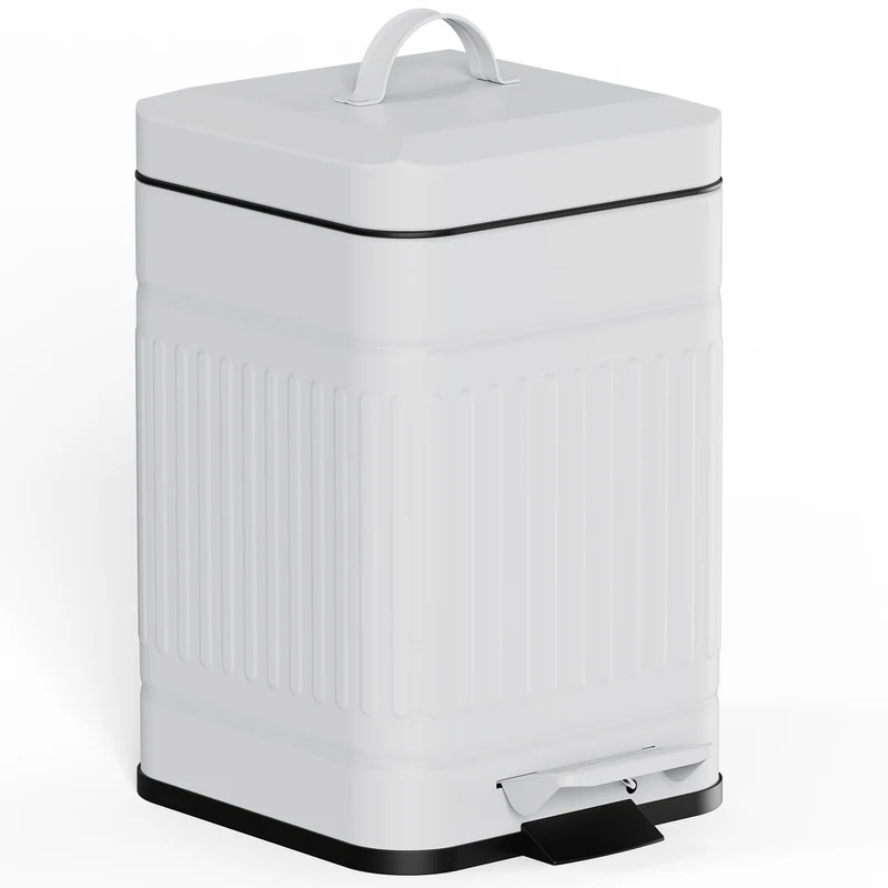 CEROELDA Poubelle Rectangulaire 5L avec Pedale – Acier Inoxydable, Fermeture Douce et Design Retro
