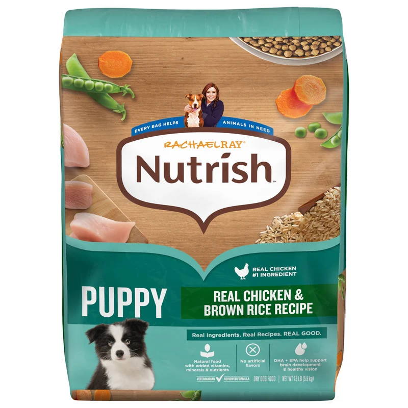 Nutrish Rachael Ray - Croquettes pour chiots au poulet réel et riz brun, sac de 13 lb