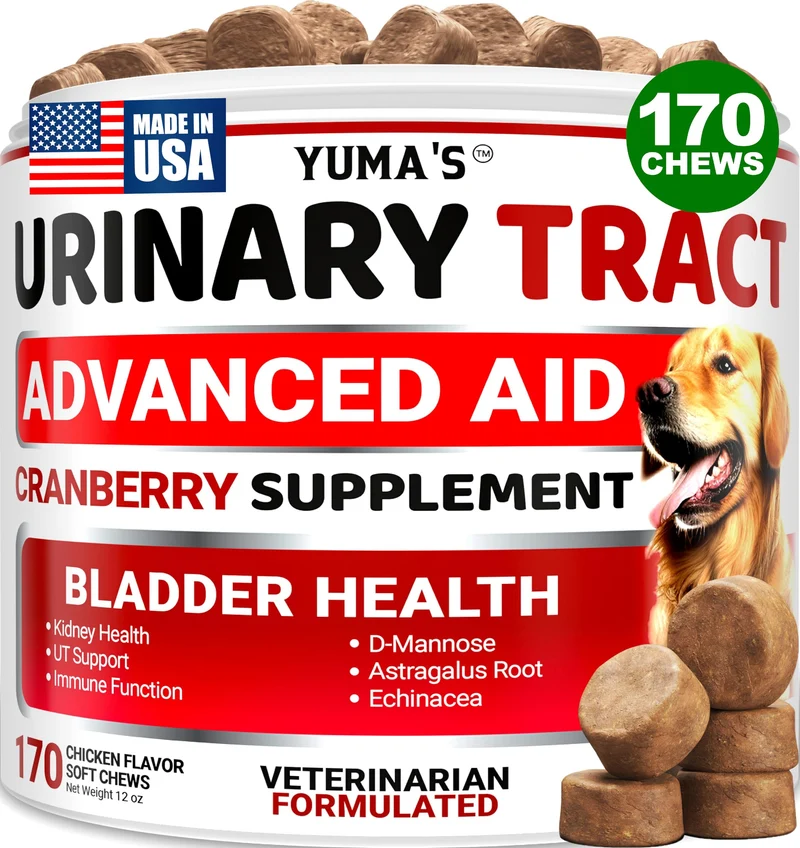 YUMA'S – Bouchées UTI pour chien | 170 friandises à la canneberge, santé urinaire, digestion et immunité