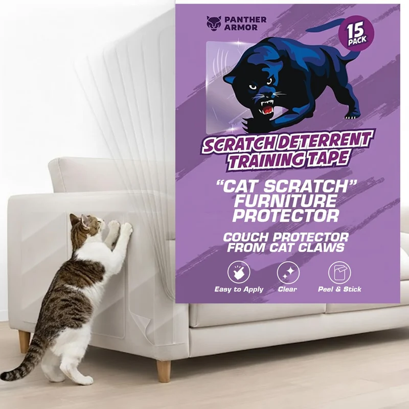 Panther Armor – Lot de 15 Protections Anti-Griffures pour Meubles (7 XL, 6 Grandes, 2 Moyennes) Transparent