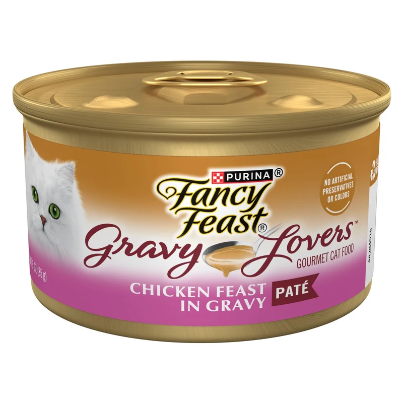 Purina Fancy Feast Gravy Lovers – Pâté au Poulet en Sauce, Boîtes 3 oz (Pack de 24)