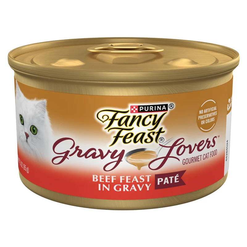 Purina Fancy Feast Gravy Lovers Bœuf – Pâté en Sauce pour Chats Adultes, Boîtes de 3 oz x 24