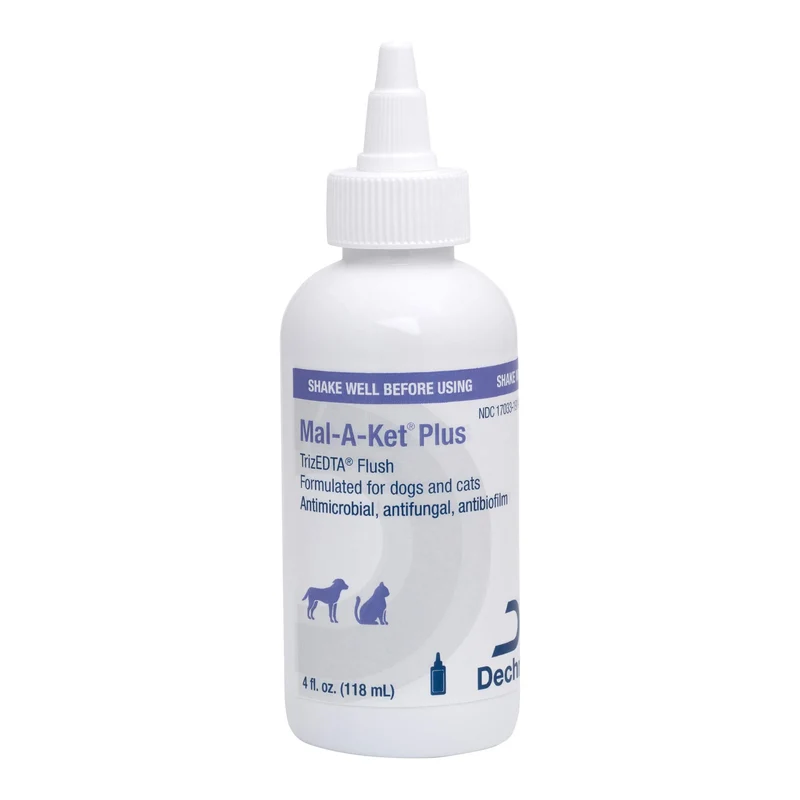 Mal-A-Ket Plus TrizEDTA Flush pour chiens et chats – 4 oz | Soin cutané et auriculaire