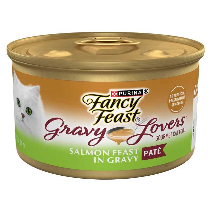 Fancy Feast Gravy Lovers Saumon — Pâté en sauce pour chat adulte, lot de 24 boîtes de 85 g