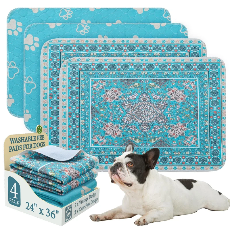 Homimp Tapis Lavables pour Chien — Pack de 4, Absorbants et Anti-Fuite, Antidérapants 24x36